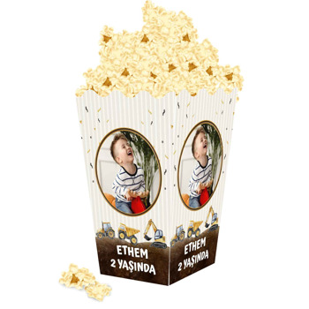 İş Makineleri Soft Temalı Popcorn Kutusu