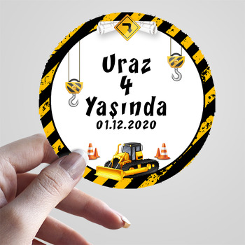 İş Makineleri Temalı Parti Sticker