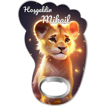 Işıltılı Aslan Temalı Ayak İzi Magnet Açacak