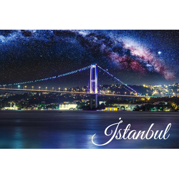 İstanbul Boğaz Köprüsü ile Gece Manzarası Temalı Magnet