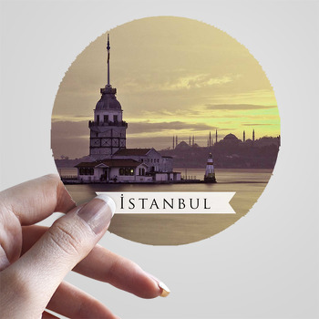 İstanbul Kız Kulesi ile Şehirler Temalı Sticker