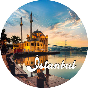 İstanbul Ortaköy Şehirler Temalı Akrilik Daire Magnet