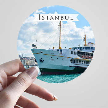 İstanbul Vapur İskelesi ile Şehirler Temalı Sticker