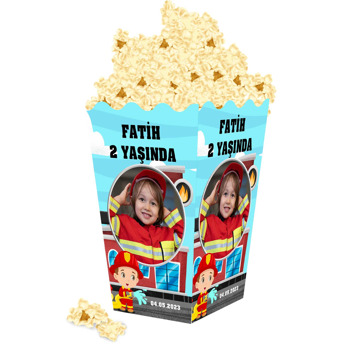 İtfaiyeci ile Aracı Temalı Popcorn Kutusu