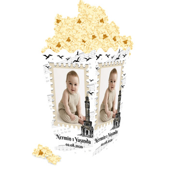 İzmir Siyah Beyaz Temalı Popcorn Kutusu