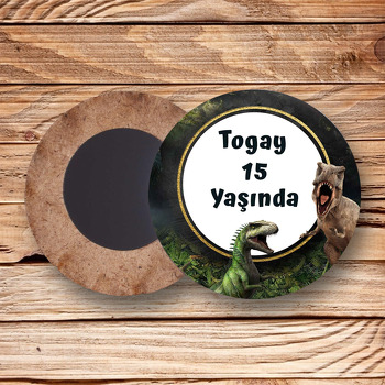 Jurassic Park Dinozorlar Temalı Ahşap Daire Magnet