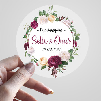 Kadife Güller Temalı Söz Nişan Nikah Sticker