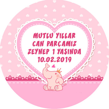 Kalp Çerçeveli Fil Temalı Sticker