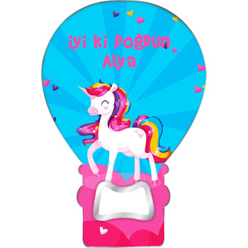 Kalp Işıltılı Unicorn Temalı Balon Magnet Açacak