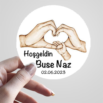 Kalp Şeklinde Anne Baba Eli Temalı Sticker