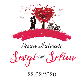 Kalpli Ağaç Temalı Söz Nişan Nikah Sticker