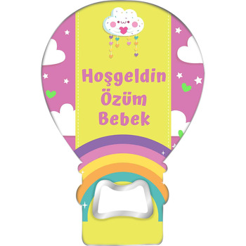 Kalpli Bulut ile Pembe Sarı Fon Temalı Balon Magnet Açacak