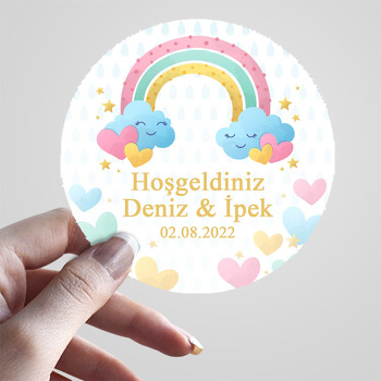 Kalpli Gökkuşağı İkiz Temalı Sticker