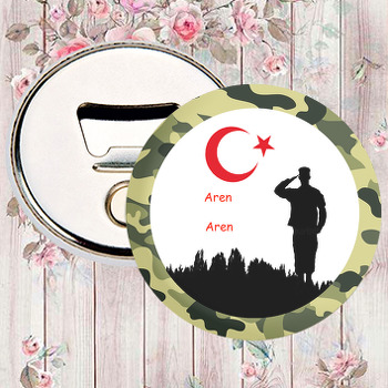 Kamuflaj Desenli Ay Yıldızlı  Magnet Açacak