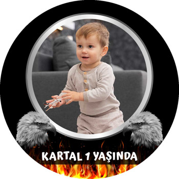 Kara Kartal Temalı Akrilik Daire Magnet