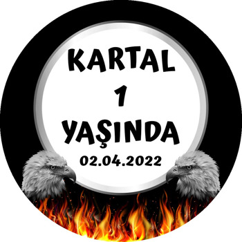 Kara Kartal Temalı Akrilik Daire Magnet