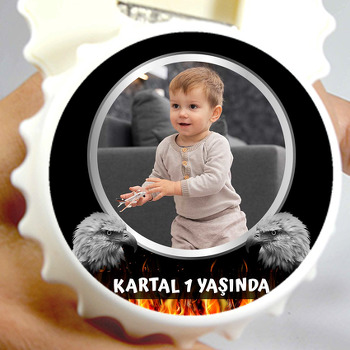 Kara Kartal Temalı Kapak Şekilli Magnet Açacak