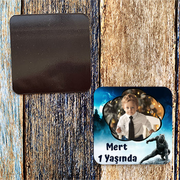 Kara Panter Temalı Kare Magnet