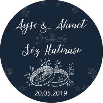 Karakalem Yüzük Temalı Söz Nişan Nikah Sticker