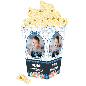 Kardan Adam ile Mavi Yılbaşı Temalı Popcorn Kutusu