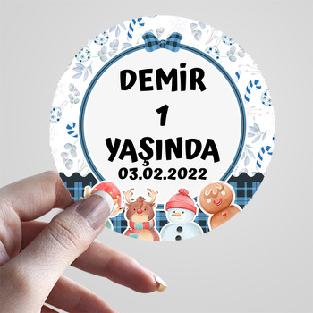 Kardan Adam ile Mavi Yılbaşı Temalı Sticker