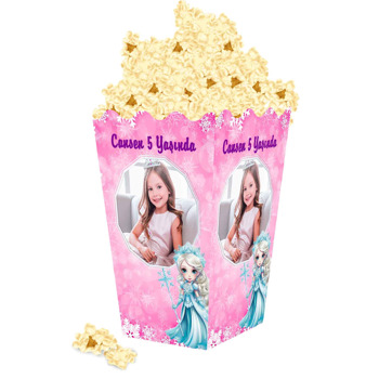 Karlar Kraliçesi Elsa Pembe Temalı Popcorn Kutusu