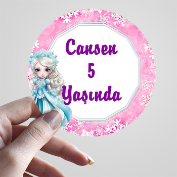 Karlar Kraliçesi Elsa Pembe Temalı Sticker