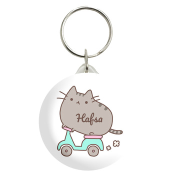 Kedi Pusheen ile Scooter Temalı Anahtarlık