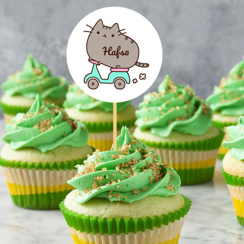 Kedi Pusheen ile Scooter Temalı Parti Kürdan Süs