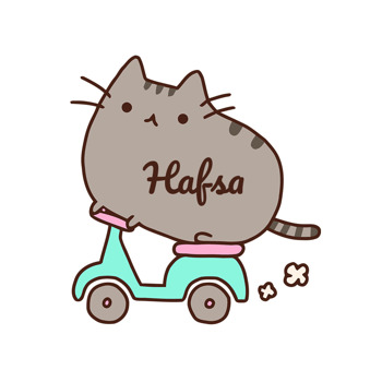 Kedi Pusheen ile Scooter Temalı Sticker