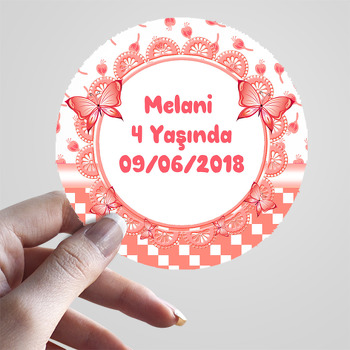  Kelebek Ve Nar Çiçeği Kırmızısı Temalı Sticker