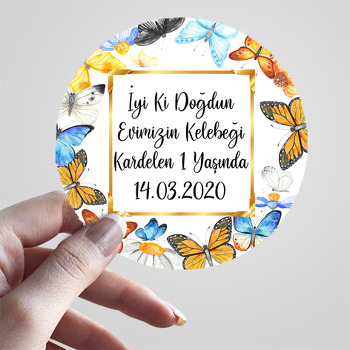 Kelebekler Temalı Doğum Günü Sticker