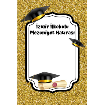 Kep ile Diploma Gold Simli Fon Temalı Mezuniyet Afişi