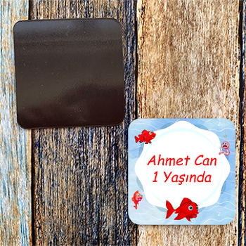 Kırmızı Balık Temalı Kare Magnet