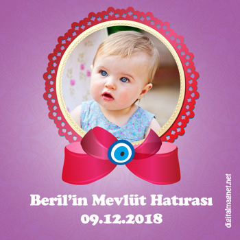 Kırmızı Çerçeveli Bebek Mevlüdü    Kare Parti Afişi