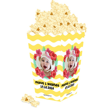 Kırmızı Çiçek Temalı Popcorn Kutusu