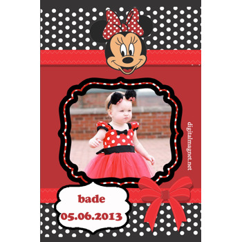 Kırmızı Fonlu Minnie Mouse Magnet