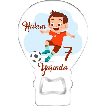 Kırmızı Formalı Futbolcu Çocuk Temalı Balon Magnet Açacak