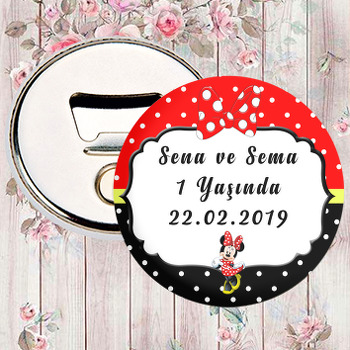 Kırmızı İkiz Minnie Temalı Magnet Açacak