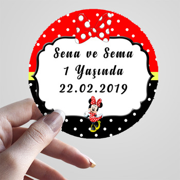 Kırmızı İkiz Minnie Temalı Sticker