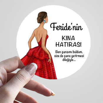 Kırmızı Kına Elbibeli Kız Temalı Sticker