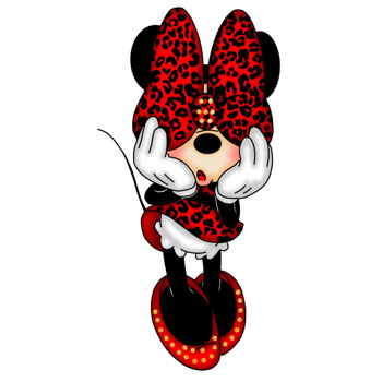 Kırmızı Leopar Desenli Minnie Mouse Temalı Masa Önü Ayaklı Dekor