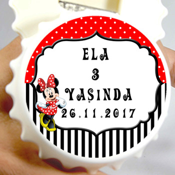 Kırmızı Minnie Mouse Temalı Kapak Şekilli Magnet Açacak