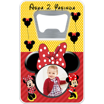 Kırmızı Minnie Mouse Temalı Resimli Dikdörtgen Magnet Açacak