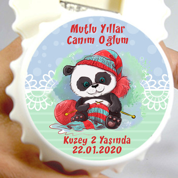 Kırmızı Şapkalı Panda Temalı Doğum Günü Magnet Açacak