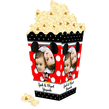 Kırmızı Siyah Mickey İkiz Temalı Popcorn Kutusu