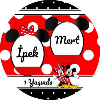 Kırmızı Siyah Mickey İkiz Temalı Sticker