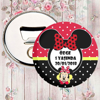 Kırmızı Siyah Minnie Temalı Magnet Açacak