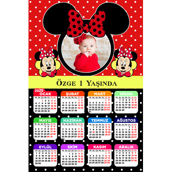 Kırmızı Siyah Minnie  Temalı Takvim Magnet