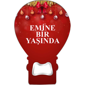 Kırmızı Yılbaşı Fonda Kurdele Temalı Balon Magnet Açacak